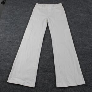 Bevy Flog Pants Womens 24 Cargo Wide Leg Cotton White Stretch Casual Work Chic